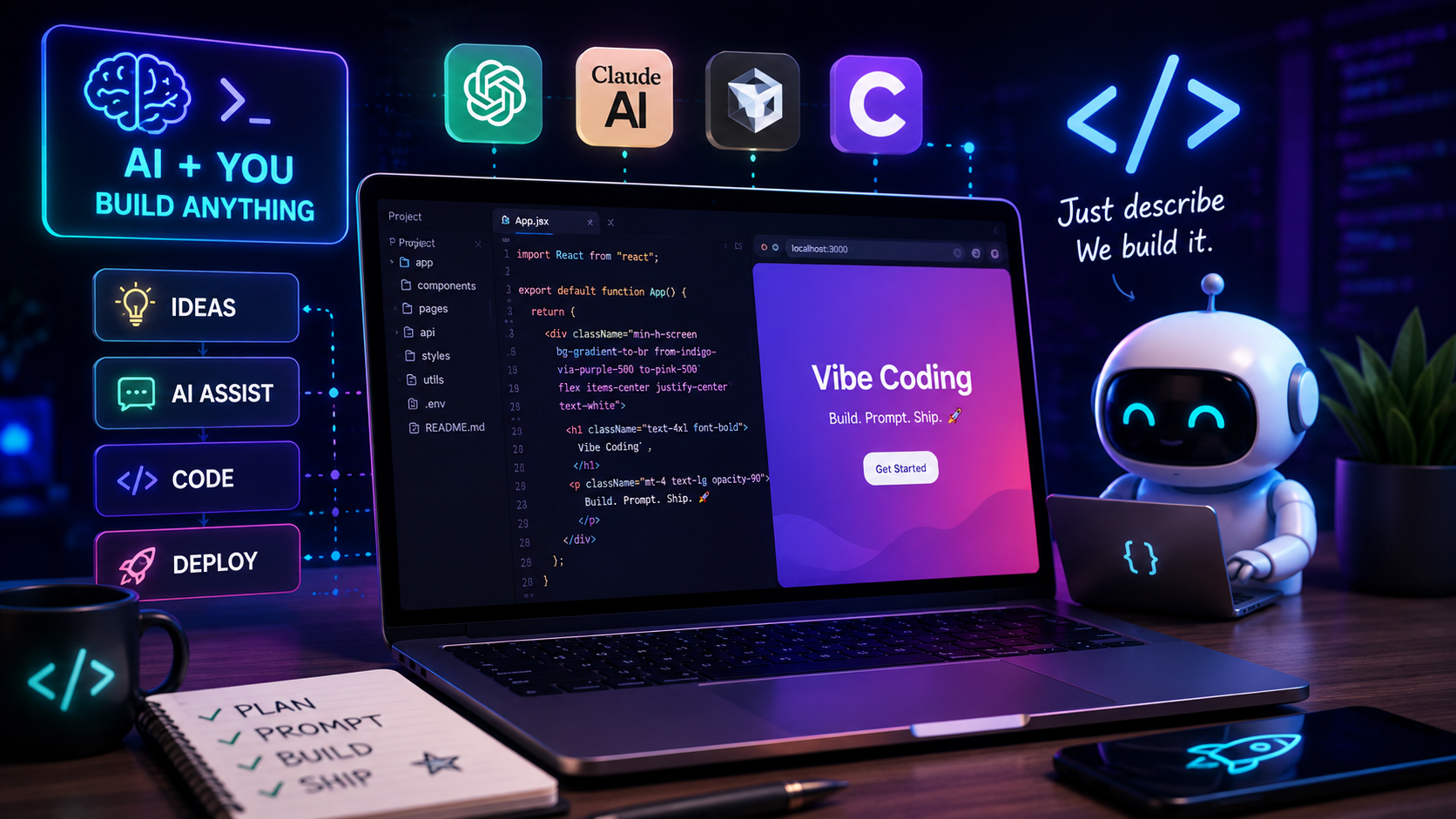 احتراف البرمجة بالذكاء الاصطناعي (Vibe Coding)